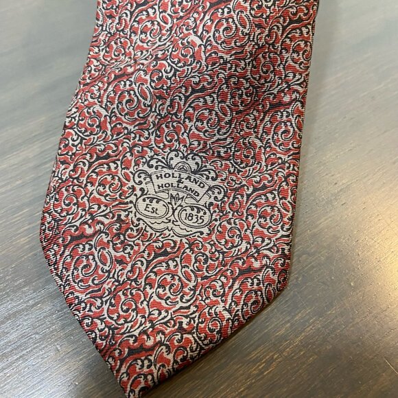 Holland & Holland London Pure Silk Tie – Red Scrollwork Pattern - Picture 4 of 4